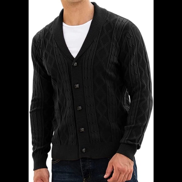New Mens Cardigan Shawl Collar Sweater Multiple Sizes - Picture 1 of 2